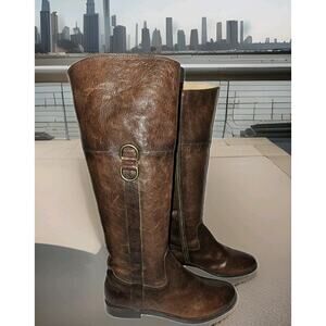 Frye Womens Leather Anna D Ring Knee High Boots Brown Size 8M *read